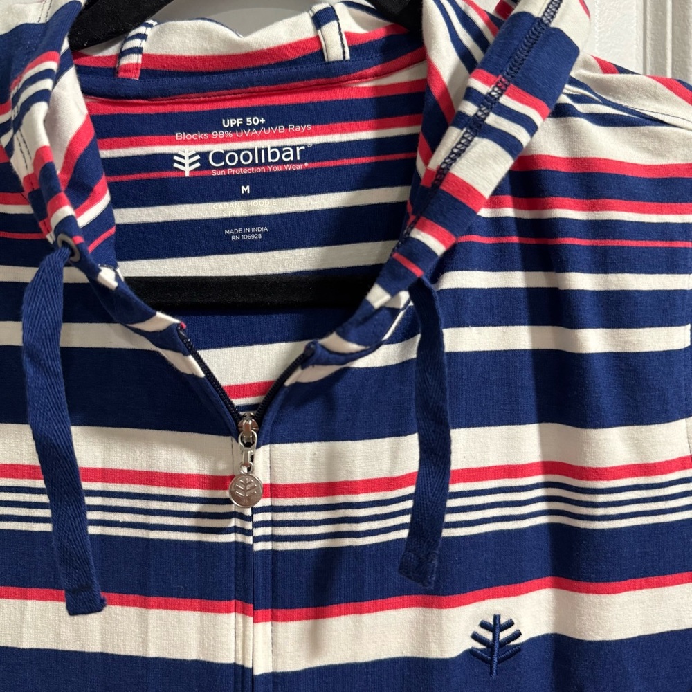 Coolibar Long Zip Cabana Hoodie UPF 50 Striped M - Picture 2 of 5